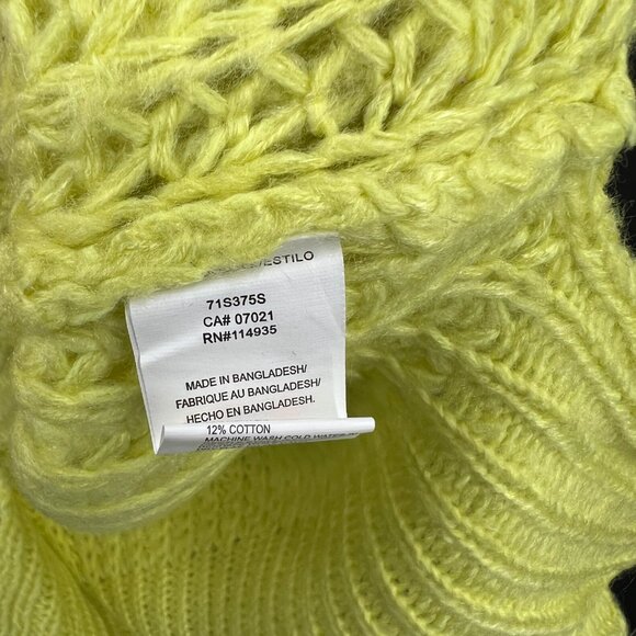 NEW CLOTH by RD neon yellow loose knit sweater pullover v-neck cozy oversized S - Picture 5 of 10